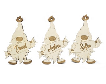 Personalized gnome christmas hanging ornament file for laser cutting svg, pdf, ai, dxf, cdr, santa clause hanging ornament christmas tree