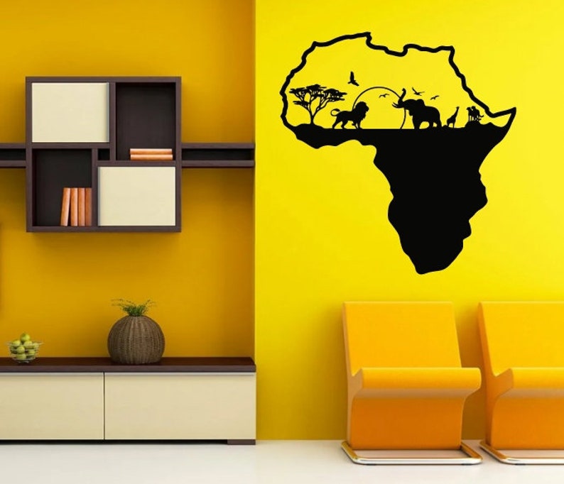 Africa Map Wall Decoration Living Room Wall African Etsy