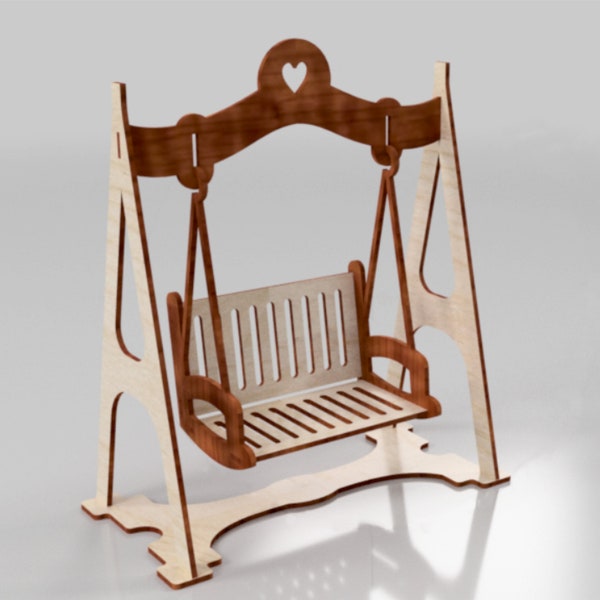 Miniature wooden swing, decoration, for 4mm material thickness, size 280 x 180 x 300 mm