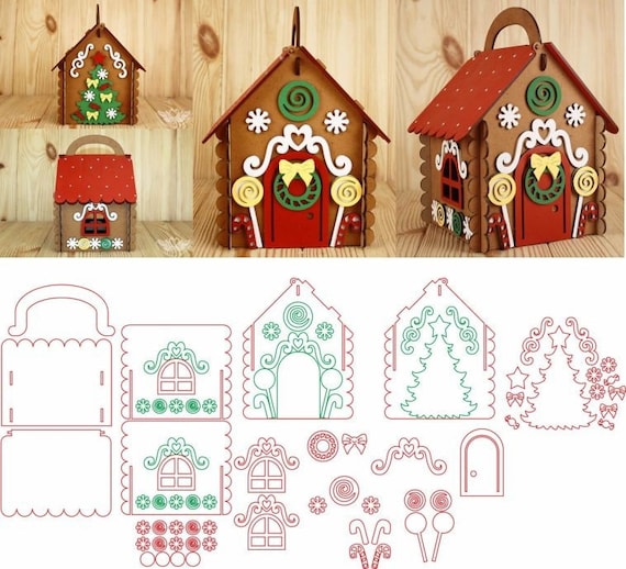 Miniature gingerbread house, file for laser cutting, christmas decoration, easy assembly