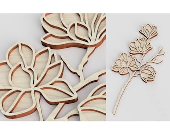 Unique Flower design, 2 layers, beautiful gift for women, file for laser cut