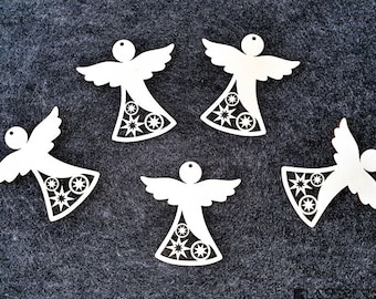 Set of 5 Christmas Angels hanging decoration for laser cutting, SVG, DXF, AI, Cdr, Pdf