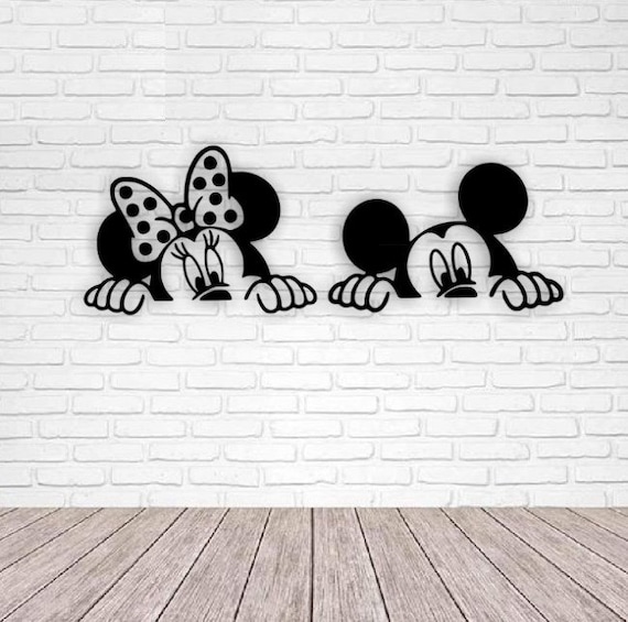 ミッキーとミニーマウスの壁飾り、子供部屋用、レーザーカット用