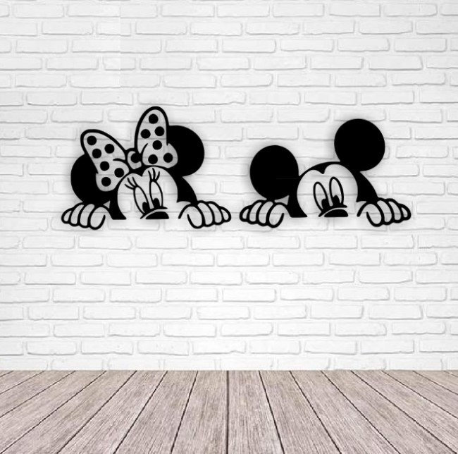 ミッキーとミニーマウスの壁飾り、子供部屋用、レーザーカット用