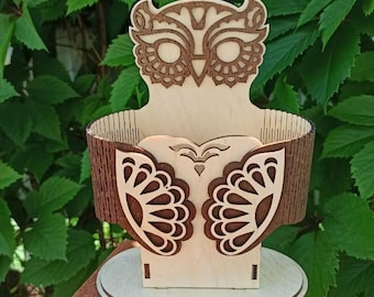 Owl Living Hinge Box SVG – Laser Cut Vector for 3mm Plywood, Decorative Storage Organizer