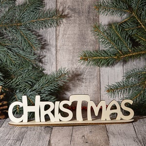 Christmas decoration, upright standing word, laser cutting, 6mm plywood, SVG, DXF, AI, Cdr, Pdf