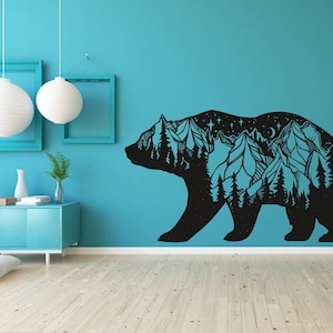 Bear with complex landscape interior, wall decoration, dxf, PDF, SVG, AI, cdr