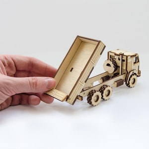 Wooden Dump Truck 3D Puzzle – Laser Cut Vector File for 3mm Plywood | Kamaz Model for Laser Cutting Projects