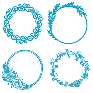 Bundle of 4 unique circle shaped flower decorations, wedding, living room, svg, dxf, ai, cdr