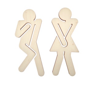 Funny toilet signs, man and woman, file for laser cutting or printing, svg, pdf, dxf, ai, cdr