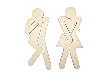 Panneaux de toilettes amusants, homme et femme, fichier pour découpe ou impression laser, svg, pdf, dxf, ai, cdr