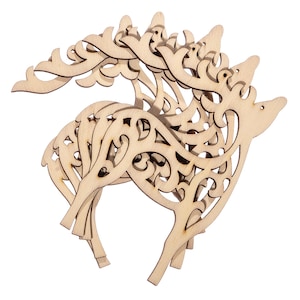 Set of 5 Reindeer SVG, Laser Cut Christmas Reindeer Shapes, Wood Holiday Ornaments, Vector Craft Files