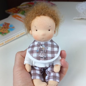 Handmade 6 Inch / 16 cm Waldorf Doll Girl – Organic Natural Toy with Removable Clothes