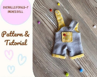 6.5-7" Baby Doll Overalls Sewing Pattern | Flannel Clothes (PDF)