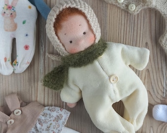Handmade 6.2 İnc / 16 cm Waldorf doll Girl with a set of clothes