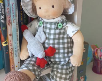 Handmade 15 İnc / 38 cm Waldorf Boy doll with a set of clothes ( It&#39;s a boy !!)