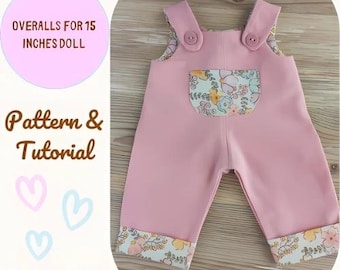 Puppen OVERALLS PDF Für 15 ” | Flanell Baby Doll Overall Schnittmuster & Kleiderschrank Anleitung