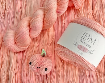 Fil 100 % coton pima teint à la main - Rose pêche 4 fils/doigté
