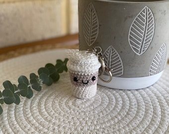 Kawaii coffee keyring takeaway cup crochet pattern [PATTERN ONLY]