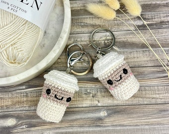 Kawaii coffee keyring takeaway cup crochet pattern [PATTERN ONLY]