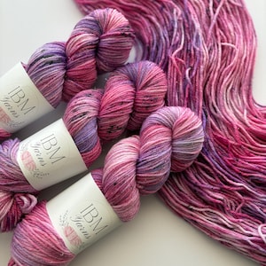 Hand Dyed Wool - “Passion Pop” - DK Merino/ Nylon/ Stellina Superwash 100g