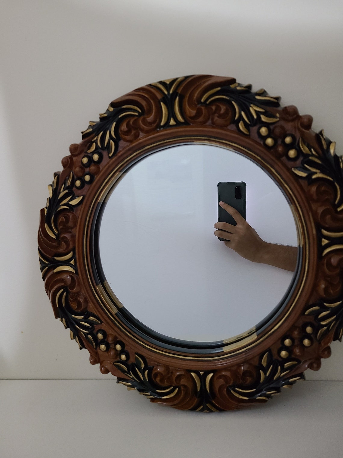 Hand Carved Wooden Wall Mirror Etsy