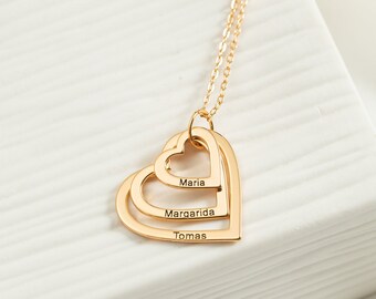 Mothers Day Gift,personalized Family Name Necklace,custom Heart