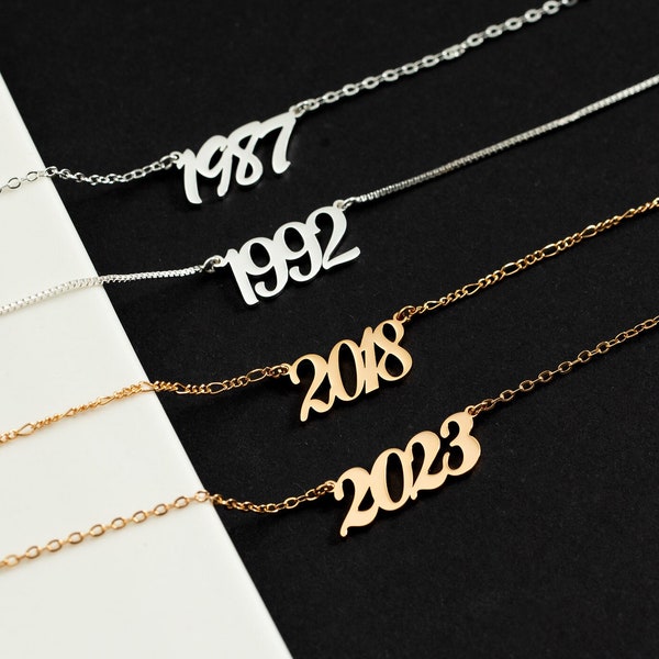 Custom Year Necklace, Birth Year Necklace, Year Necklace, Birthday Necklace, Numbers Necklace, Date Necklace For Women, Anniversary Necklace