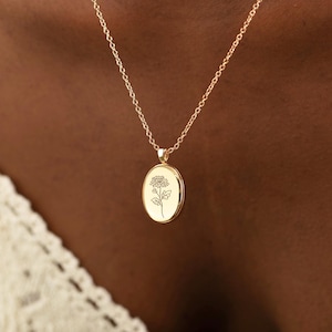 カスタムフォトロケットネックレス、誕生花付きロケットネックレス、お母様へのパーソナライズギフト、メモリアルジュエリー、母の日ギフト、記念品ギフト