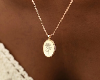 Custom Photo Locket Necklace, Locket Necklace with Birth Flower, Personalized Gift for Mom, Memorial Jewelry, Mother Day Gift, Keepsake Gift