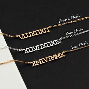 Roman Numerals Necklace,Custom Date Year Necklace,Personalized Lucky Number Necklace,Roman Numeral Jewelry,Special Date Memory Gift for her