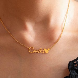 Collar con nombre personalizado de Mickey Mouse, joyería con nombre para niños, collar con nombre personalizado de dibujos animados para niños, regalo de cumpleaños, regalo para hija