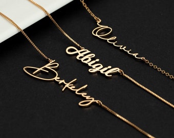 Collar con nombre de plata personalizado, collar con nombre chapado en oro personalizado, joyería con nombre personalizado para mamá, regalo del Día de la Madre para mamá, regalo de cumpleaños