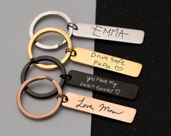 Actual Handwriting Keychain,Custom Christmas gift for him,Personalized Christmas Gift Ideas,Fathers Day Gift,Keyring Memorial Gifts for Her