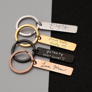 Actual Handwriting Keychain,Custom Christmas gift for him,Personalized Christmas Gift Ideas,Fathers Day Gift,Keyring Memorial Gifts for Her