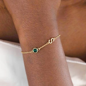 Custom Initial Birthstone Bracelet: Personalized Copper Jewelry