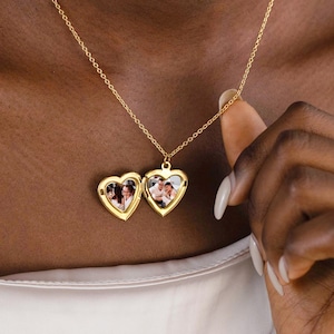 Heart Locket Necklace, Photo Locket Necklace, Engraved Heart Name Neckalce, Personalised Memorial Gifts, Jewelry for Mom, Gift for Daughter