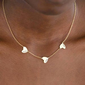 Multiple Hearts Name Necklace, Engraved Family Name Necklace, Personalized Gifts for Mom, Gandma Necklace with Kids Names, Christmas Gifts