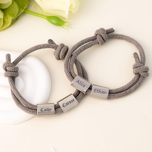 Pulsera grabada personalizada para hombre, pulsera de cuerda de navegación impermeable, pulsera con nombre de familia para papá, pulsera de cuerda tejida personalizada, regalos para novios