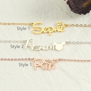 Collar con nombre personalizado de Mickey Mouse, collar para niños hecho a mano, collar con nombre de dibujos animados personalizado dorado, collar con nombre para niños, regalo de cumpleaños