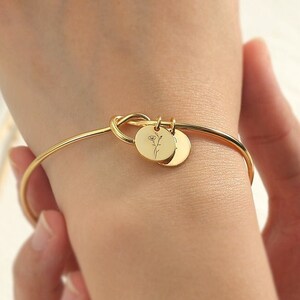 Personalized Birth Flower Bracelet,Christmas Gift for Girlfriend,Birthday Bracelet,flower Girl Bracelet,Gold,Silver,Rose Gold Bracelet