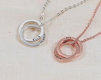 Gold Multi Circle Pendants,Silver Family Name Necklace with Kids Name,Couple Necklace,Personalized Gifts for Her,Mothers Day Gift For Mom