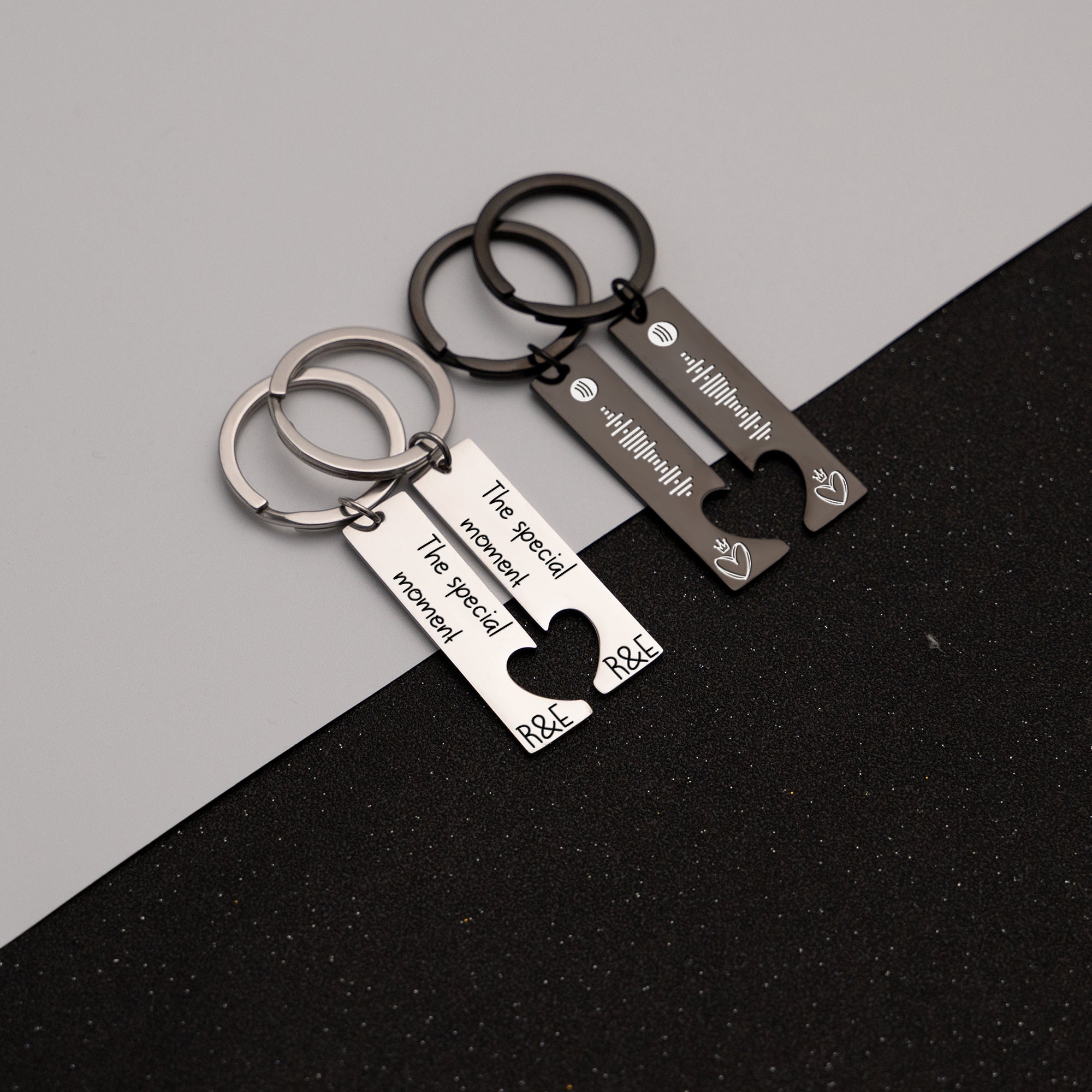 Charmify Personalised Spotify Code Keyring &ndash; Custom Engraved Music Gift For Him, Her, Or Couples &ndash; Stainless Steel Keepsake (Black) Made In UK