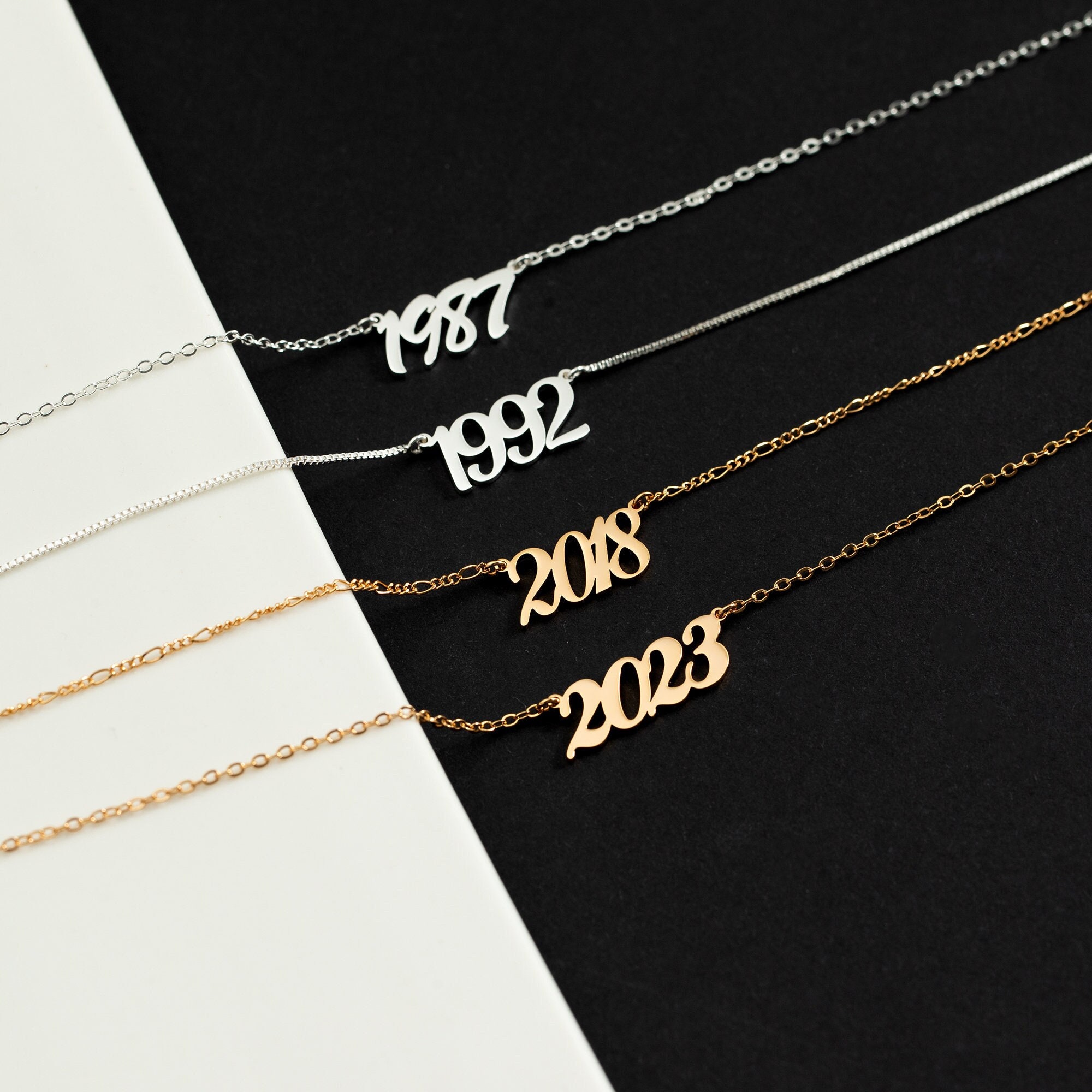 Custom Year Necklace, Birth Year Necklace, Year Necklace, Birthday Necklace, Numbers Necklace, Date Necklace For Women, Anniversary Necklace
