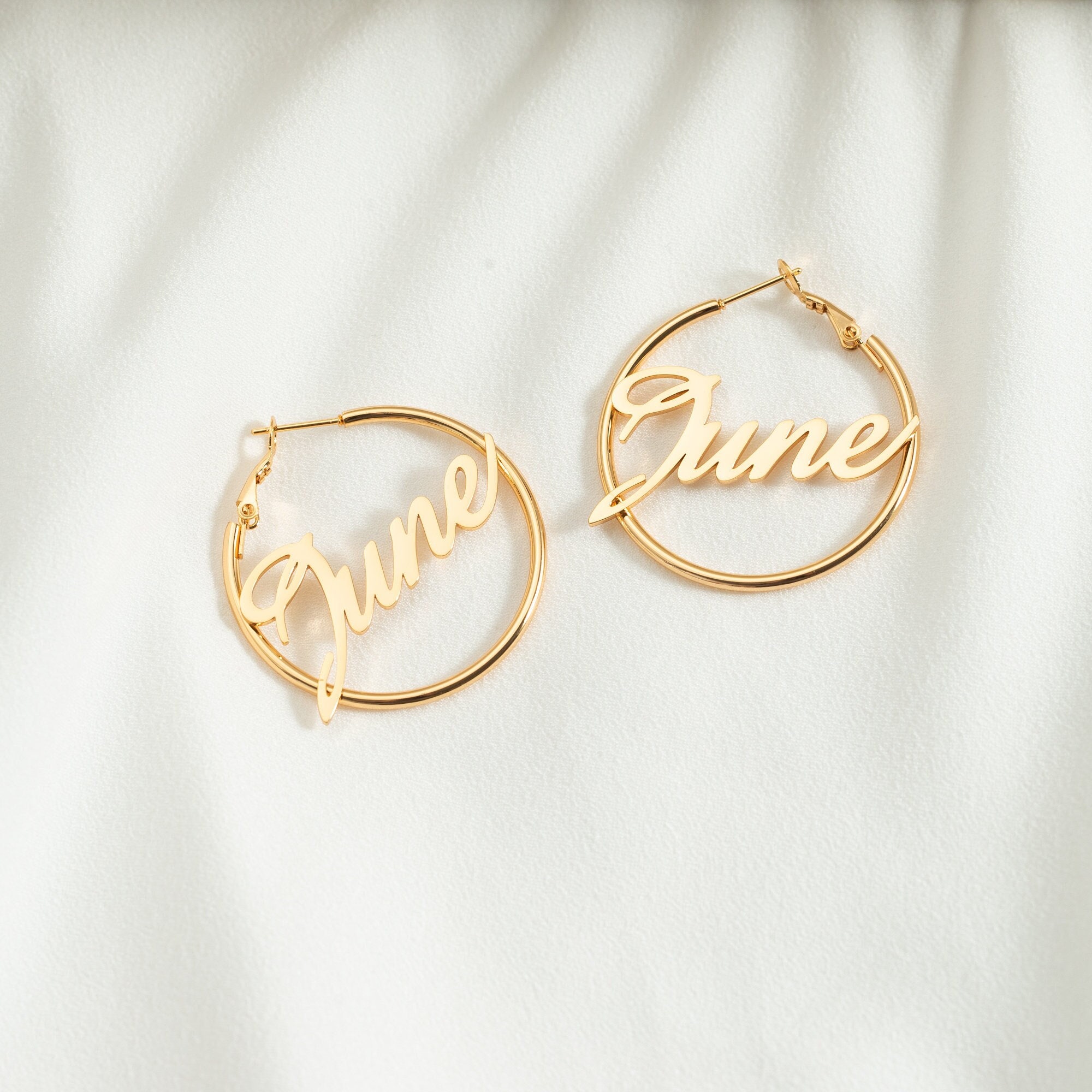 Heart Bamboo Name Earrings,custom Name Earrings, Bamboo Hoop, Monogram  Jewelry, Nameplate Hoops, Bamboo Earrings Name, Nurse Giftheart Hoop 