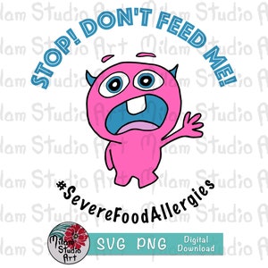Mostro di allergia alimentare, Adesivo allergia, Allergia alimentare grave SVG, Allergia alimentare PNG, Clip Art, Mostro blu, Mostro verde, Mostro rosa