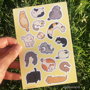 Arkusz naklejek z motywem zabawnego kota | Wodoodporne naklejki winylowe