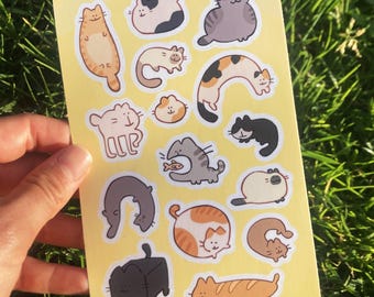 Silly Cat Sticker Sheet | Waterproof Vinyl Decals