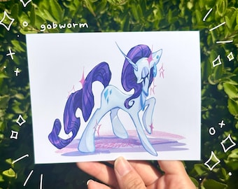 Stampa artistica di Rarity Pony / Decorazione murale con illustrazione carina (4,2x5,5)
