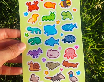 Animal Sticker Sheet | Waterproof Vinyl Decals